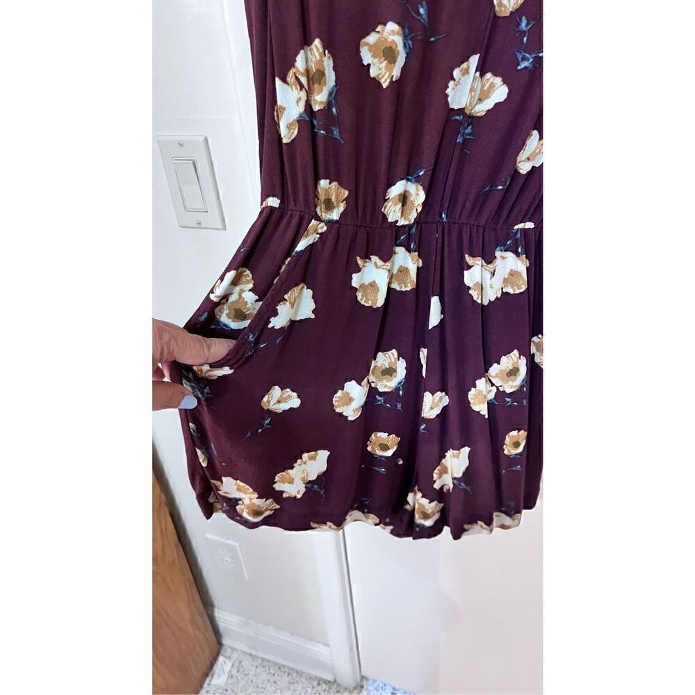 Kendall & Kylie Womens Floral V-Neck Choker Neckline Cutout Romper Multi Size XS - Picture 5 of 11